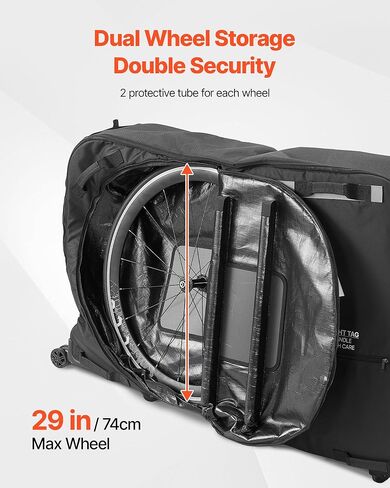 VEVOR Bike Travel Bag, Transport Universal Bicycle Storage Case Bag with TSA Lock, Support Plates, Protection and Fork Mount Stabilisation, Bicycle Case Max. Wheelbase 51 in for Airplane, Outdoor Use in Saudi Arabia