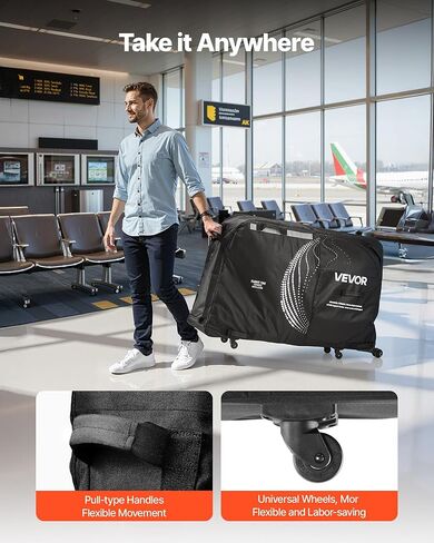 VEVOR Bike Travel Bag, Transport Universal Bicycle Storage Case Bag with TSA Lock, Support Plates, Protection and Fork Mount Stabilisation, Bicycle Case Max. Wheelbase 51 in for Airplane, Outdoor Use in Saudi Arabia