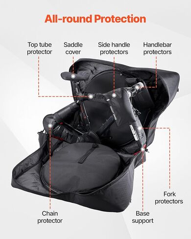 VEVOR Bike Travel Bag, Road Bike Bag Road Bicycle Storage Carry with TSA Lock & Dual Zipper, Black Bicycle Case Wheelbase 37-42 in for Air Travel, Outdoor Use, Airplane, Car, Train, Subway Transport in Saudi Arabia