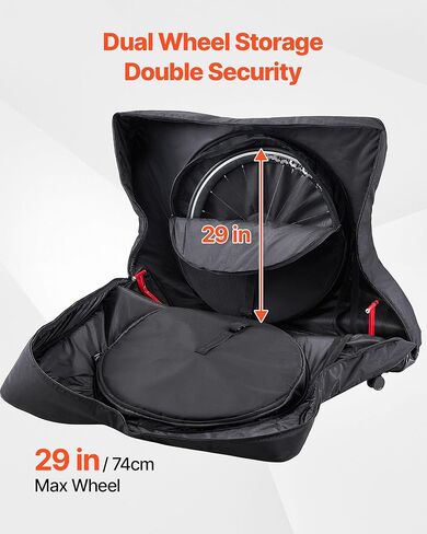 VEVOR Bike Travel Bag, Road Bike Bag Road Bicycle Storage Carry with TSA Lock & Dual Zipper, Black Bicycle Case Wheelbase 37-42 in for Air Travel, Outdoor Use, Airplane, Car, Train, Subway Transport in Saudi Arabia