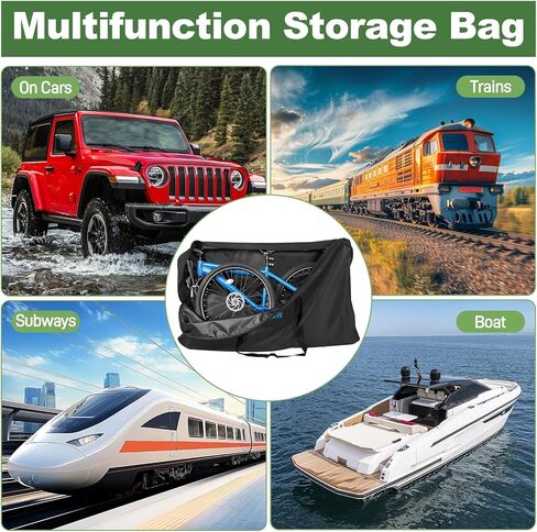 حقيبة سفر للدراجة، حقيبة حمل لتخزين دراجات النقل، دراجة جبلية شديدة التحمل 840D قابلة للطي مع 3 أبازيم ثابتة، مقاومة للماء للدراجات الجبلية 26-29 بوصة، 55 × 11 × 31 بوصة in Kuwait