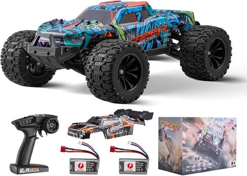 VEVOR 1:10 شاحنة كبيرة للسيارة RC CAR عن بعد مع الأضواء ، كل التضاريس 4WD شاحنة وحش على الطرق الوعرة 38 كم/ساعة عالية مع 45 درجة وثيقة وبطاريتين ، سيارة هواية للسباق - هدية عيد الميلاد للبالغين الأولاد IPX4 in Kuwait