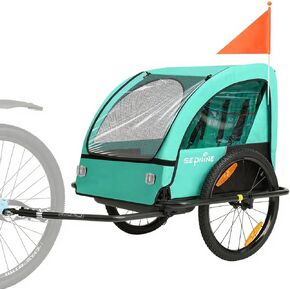 Sepnine 2-in-1 Kids Bike Trailer and Stroller with Suspension – Bike Trailer for 1 to 2 Children, Jogging Function, Foldable, 5-Point Harness, Spacious Storage, with Bug Screen and Weather Shield in Kuwait