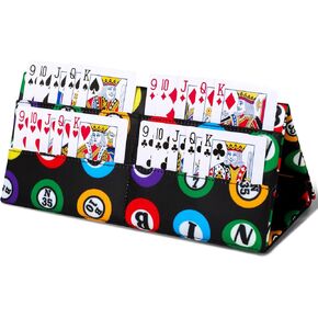 Playing Card Holder for Bridge Canasta Poker Games Bingo Ticket Holder for Pull Tabs Gambling Tickets Bingo Accessories for Players Card Game Stuff Supplies for Adults (Black, Bingo Theme) in Kuwait