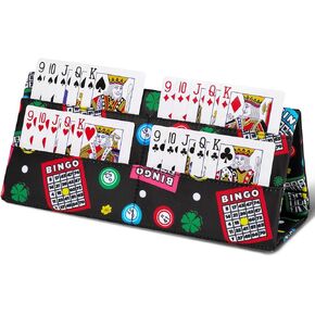 Playing Card Holder for Bridge Canasta Poker Games Bingo Ticket Holder for Pull Tabs Gambling Tickets Bingo Accessories for Players Card Game Stuff Supplies for Adults (Black, Bingo Theme) in Kuwait