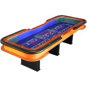 Penau 12 Ft Craps Table, Full Drink Rail, Padded Cushion Rim Cover with Vinyl, Pyramid Dice Rubber Ends for Comfort, Large Wood Game Table, 136.6 x 48.4 x 35.4 Inchs, Blue in Saudi Arabia