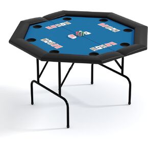 طاولة البوكر البيضاوية PeakPursuit بأرجل قابلة للطي، طاولات ألعاب البلاك جاك لـ 8 لاعبين، طاولة ترفيه الكازينو مع حاجز مبطن مقاوم للماء، حامل أكواب من الفولاذ المقاوم للصدأ in Kuwait