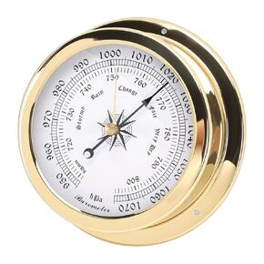 4.7 Inch Brass Marine Barometer, Accurate Air Pressure Measurement with White Dial and Black Gold Scales, for Yachts Cargo Ships Vessels Indoor Office in Kuwait