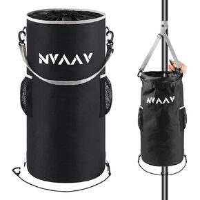 Portable Waterproof Boat Trash Can with 6 Clips, 10-13Gal Reusable Leakproof Boat Trash Bag, Pontoon Boat Garbage Accessories with 2 Side Pockets, Marine Trash Container for Kayak, Camper, RV, Fishing in Kuwait