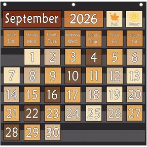 TOGETRUE Classroom Calendar Pocket Chart, Monthly Calendars and Weather Set with 82 Cards for Classroom, Homeschool Supplies for Kids Easy Learning (Black) in Saudi Arabia
