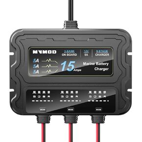 شاحن بطاريات 3 Bank Marine، 15A (5A/Bank) 12V IP68 شاحن بطارية ليثيوم مقاوم للماء على متن الطائرة لـ SLA/AGM، ليثيوم (LiFePO4)، بطاريات الكالسيوم in Kuwait