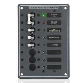 AC Main Circuit Breaker Panel 6-Position Metal Panel withand Red LED Reverse Polarity Indicator and Pre-Wiring,for Marine RV Yacht in Kuwait