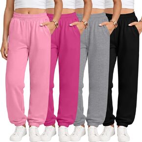 4 Pack Girls Sweatpants Jogger Pants Lightweight Casual Yoga Athletic Elastic Waist with Pocket Kids 5-14y in Kuwait
