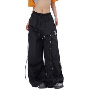 Skateboard Frog Women's Y2K Lightweight Wide-Leg Cargo Pants Baggy Hip Hop Streetwear Parachute Quick-Dry Jazz Dance in Kuwait