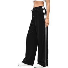 ALIMASHA Women's Y2K Baggy Striped Track Pants High Waisted Wide Leg Barrel Joggers with Pockets Retro Streetwear Sweatpants in Kuwait