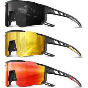 3 Pack Polarized Sports Sunglasses Men Women, Running Mens Sunglasses UV Protection for Baseball Cycling Fishing in Kuwait