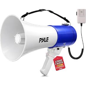 Pyle 50W Portable Megaphone Bullhorn Speaker– Alarm Siren, Adjustable Volume up to 1700 Yards, Aux Input & USB/TF Playback, Lightweight for Indoor & Outdoor Activities, Sports & Emergency Drills in Kuwait