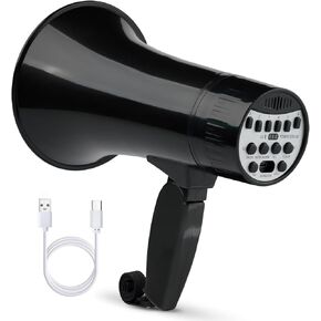 مكبر صوت مكبر صوت بولهورن بقدرة 20 وات، مكبر صوت بصوت عالٍ مع مغير صوت، صفارة إنذار وتسجيل مدمجة في هاتف ميجا، يدعم مدخل BT، لألعاب الحفلات والخارجية (أسود) in Kuwait