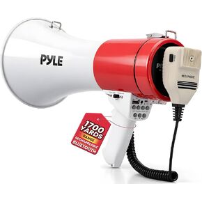 Pyle 50W Megaphone Bullhorn Speaker – Portable Bluetooth, Alarm Siren, Adjustable Volume up to 1700 Yards, Aux Input, USB/TF Playback, for Indoor/Outdoor Activities, Sports, and Emergency Drills in Kuwait