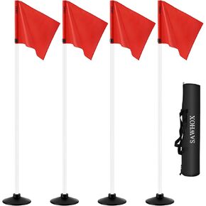 Soccer Corner Flags with Weighted 2.7 LB Rubber Base, 4 Corner Flags for Soccer Field with Adjustable Height for Grass, Turf, Concrete & Indoor Court, Carry Bag Included in Kuwait