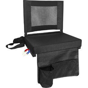 Stadium Seats for Bleachers with Back Support, Bleacher Chairs with Backs and Cushion Wide, Portable Folding Seats with Magnetic Bottom Strips, Includes Shoulder Strap - Black (1, Black) in Saudi Arabia
