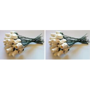 Seddex 24 Beautiful Realistic Ivory White Wooden Roses (Standard Version) in Kuwait
