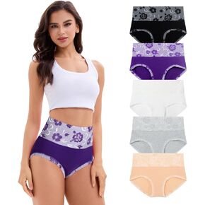 High Waisted Underwear for Women Tummy Control Women's Panties Pack Trendy Ladies Briefs in Kuwait