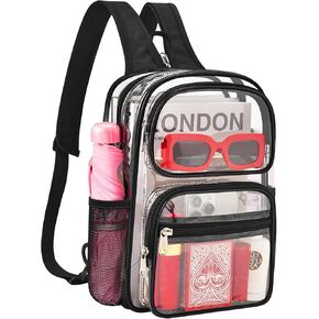 حقيبة ظهر شفافة لأحداث الاستاد 3 في 1 حقيبة كروس شفافة مع أشرطة معززة قابلة للتعديل لمحبي الرياضة ومهرجانات الحفلات الموسيقية والألعاب (أسود) in Kuwait