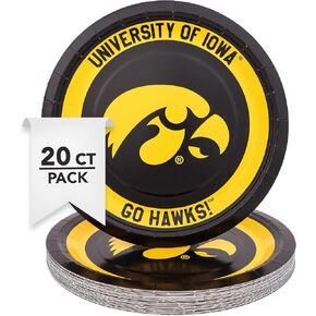 Desert Cactus University of Iowa Paper Plates UI Hawkeyes 20 Count 9 inch Round Plates for Tailgates, Parties, Graduation and Events (Design A) in Kuwait