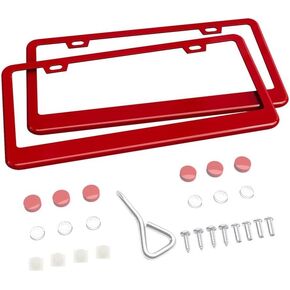 Ohuhu License Plate Frames, 2 Pcs 4 Holes Slim Stainless Steel Polish Mirror License Plate Frame + Chrome Screw Caps (Silver) in Saudi Arabia