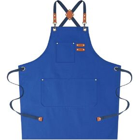 مآزر الشيف AFUN للنساء والرجال بجيوب كبيرة الحجم، مريلة طاردة للماء من القماش القطني بوزن 12 أونصة (أسود) in Kuwait