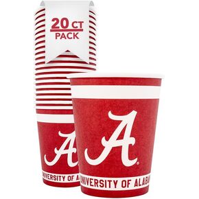 صبار الصحراء أكواب ورقية لجامعة ألاباما UA Crimson Tide عدد 20 أكواب مشروبات باردة سعة 9 أونصة للبوابات الخلفية والتخرج والمناسبات (التصميم أ) in Kuwait