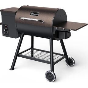 KingChii 456 SQ.IN مدخن شواء بيليه مع رف جانبي، شواية شواء 8 في 1 مع التحكم في درجة الحرارة PID للطهي في الهواء الطلق، والتخييم والشواء والفناء، بني in Kuwait