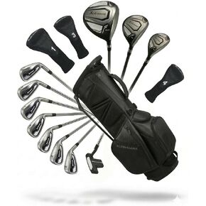 مجموعة كاملة من نوادي الجولف للرجال مكونة من 15 قطعة - مجموعة نوادي الجولف للمبتدئين للرجال الذين يستخدمون اليد اليمنى - سائق من التيتانيوم المُشكل 10.5 درجة، مكاوي من الفولاذ المقاوم للصدأ 5-SW، مضرب وحقيبة حامل - مجموعة جولف للرجال in Kuwait