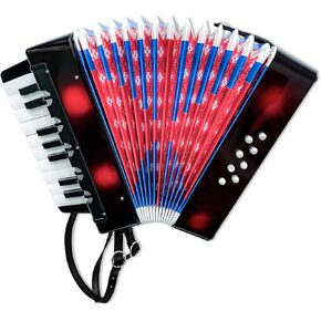 17 Keys Mini Accordion, 8 Bass Button Lightweight Accordion Gift for Beginners, Practice and Educational Musical Instrument (Black) in Kuwait