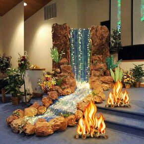 Spiareal 7 قطع مجموعة المناظر الطبيعية للشلال للفصول الدراسية Vbs ديكورات DIY الغابات المطيرة خلفية نار المخيم مع ضوء LED مشهد قصة الكتاب المقدس ثلاثية الأبعاد دعائم تيار عطلة الكتاب المقدس مدرسة الغابة كنيسة الحدث 2026 in Kuwait