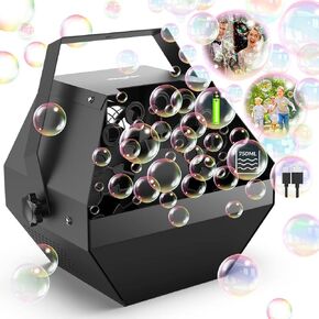 آلة فقاعات Theefun، منفاخ فقاعات مسرح معدني سعة 750 مل، قابس USB أو 8 بطاريات، صانع فقاعات محمول للحفلات لحفلات الشواء وأعياد الميلاد للاستخدام الداخلي والخارجي (جهاز التحكم عن بعد) in Kuwait