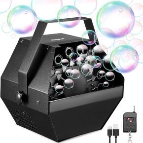 آلة فقاعات Theefun، منفاخ فقاعات مسرح معدني سعة 750 مل، قابس USB أو 8 بطاريات، صانع فقاعات محمول للحفلات لحفلات الشواء وأعياد الميلاد للاستخدام الداخلي والخارجي (جهاز التحكم عن بعد) in Kuwait