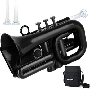 DOLPHIN Pocket Trumpet Plastic Bb Trumpet Standard Trumpets for Student Beginner Bb Trumpets Instrument (Black) in Kuwait