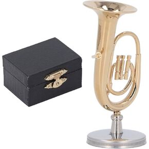 Copper Miniature Baritone Horn,Elegant Gold Plated Miniature Tuba Model – Brass Musical Instrument Replica with Base, Ideal for Dollhouse Decoration, Gifts, and Home Office in Kuwait