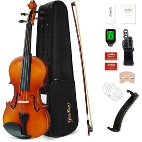 Violin 4/4 Full Size Kit for Adults Beginner, Violin Fiddle Set for Student with Rosewood Bow&Bridge,Extra Strings, Fingerboard Stickers, 2 rosinsShoulder Rest, Case(Plywood) in Kuwait