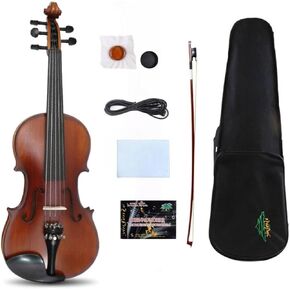 5 String Electric Acoustic Violin 4/4 full size, Solid Maple Spruce hand Made violin kit with case bag,bow (Brown color) ﻿ in Kuwait