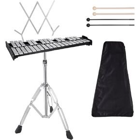 32 Notes Glockenspiel with Adjustable Height Stand, Aluminum Xylophone for Adult,Glockenspiels Xylophone Bell Kit,Xylophones Instrument Kit with Music Stand,Mallets and Carrying Bag in Saudi Arabia