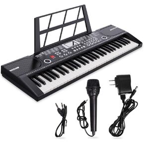 61 keys keyboard piano, Electronic Digital Piano with Built-In Speaker Microphone, Sheet Stand and Power Supply, Portable piano Keyboard Gift Teaching for Beginners in Kuwait