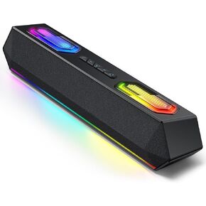 Deeyaple Computer Speakers, 40W PC Speakers for Desktop Monitor with Bluetooth 5.3 & USB Audio, HiFi Stereo Gaming Soundbar with Custom EQ Software, Dynamic RGB Lighting for Laptop, PS4, PS5, Black. in Kuwait