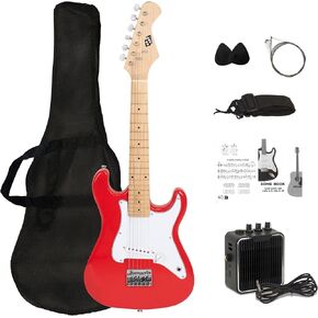 30 Inch Kids Electric Guitar Beginner Kit, Junior Size Mini Electric Guitar for Children with Amplifier (battery/adaptor not included) and Guitar bag, Unisex Red in Kuwait