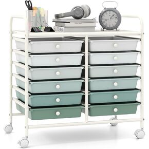 Giantex 20 Drawers Rolling Cart, Mobile Storage Drawer Cart, Classroom Organizer Cart for Office School Supplies Teacher Tools Scrapbook Paper Craft Small Printer, Utility Cart on Wheels, Macaron in Kuwait
