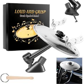 فتحة تهوية الصنج للسيارة، مجموعة صنج طبلة صغيرة مع عصا الطبل، أداة آلات موسيقية مضحكة لهدية عشاق موسيقى الطبول، ملحق سيارة متين مدمج لمعظم المركبات (فضي) in Kuwait