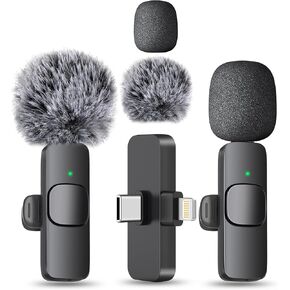 MAYBESTA Wireless Mini Microphone for iPhone, Android Phone - Lavalier Lapel Mic for Audio Video Recording - Clip on Content Creator Microphones for YouTube Tiktok Podcast Vlogging in Kuwait