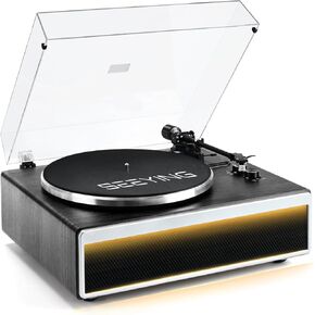 مشغل تسجيل فينيل مع مكبرات صوت هاي فاي مدمجة، قرص دوار بحزام بلوتوث لتسجيلات الفينيل مع خرطوشة مغناطيسية، إيقاف تلقائي وتصميم إضاءة دافئة in Kuwait